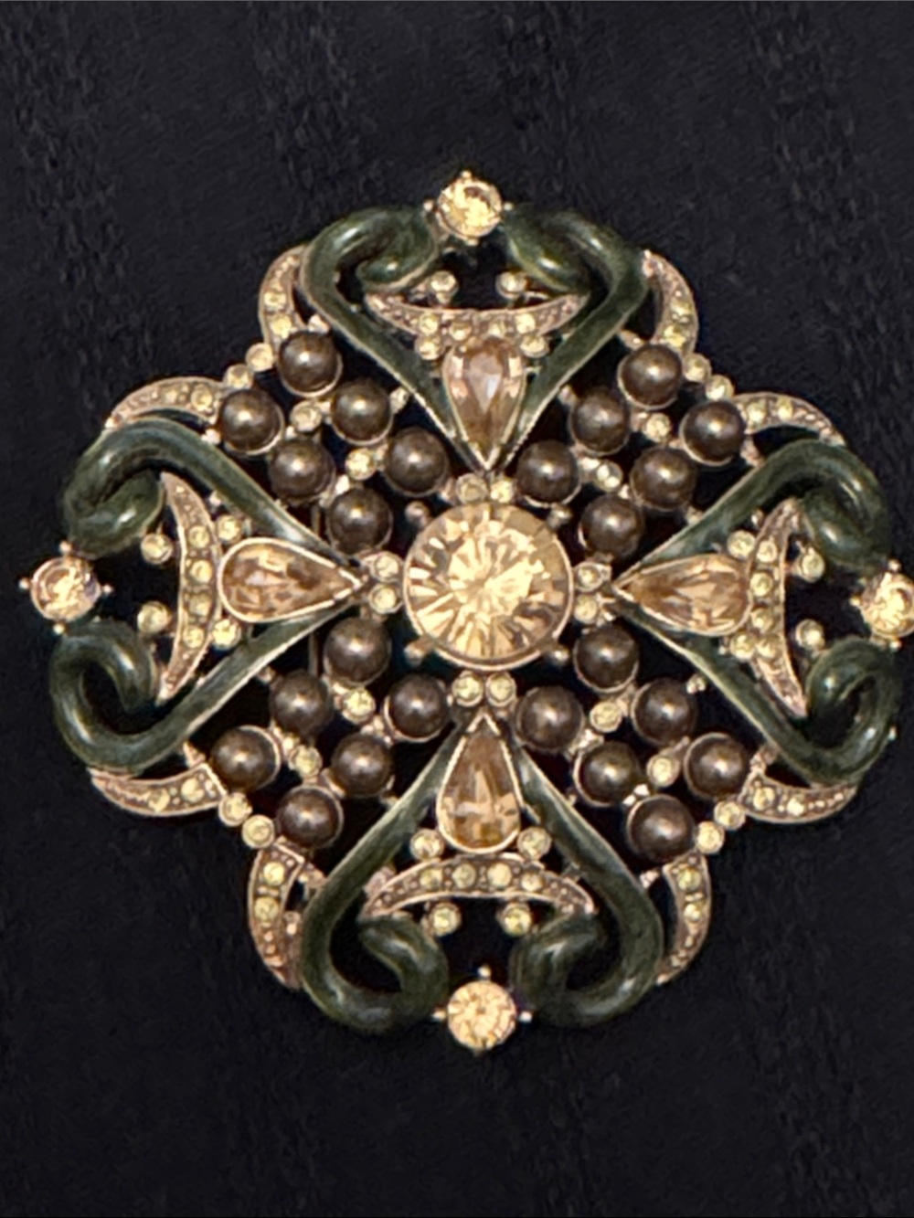 Ornate Filigree Gold-Tone Brooch